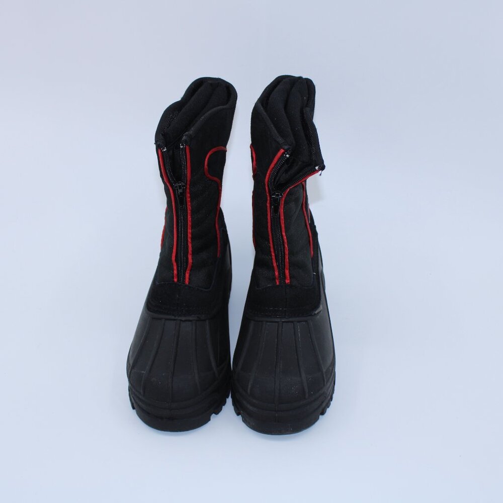 Totes Kids Black With Red Stripe Waterproof Lined Zipper Snow Boots - Picture 2 of 9